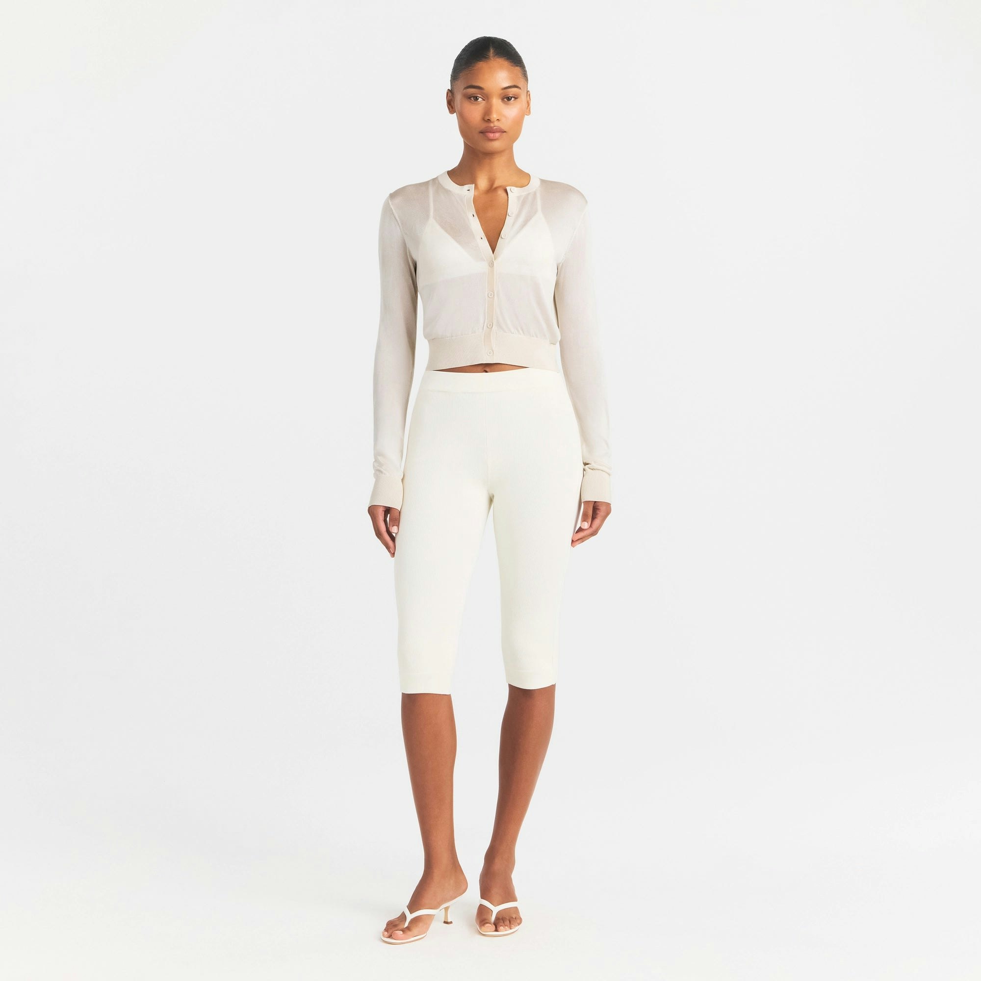 SLINKY KNIT CARDIGAN - BUFF