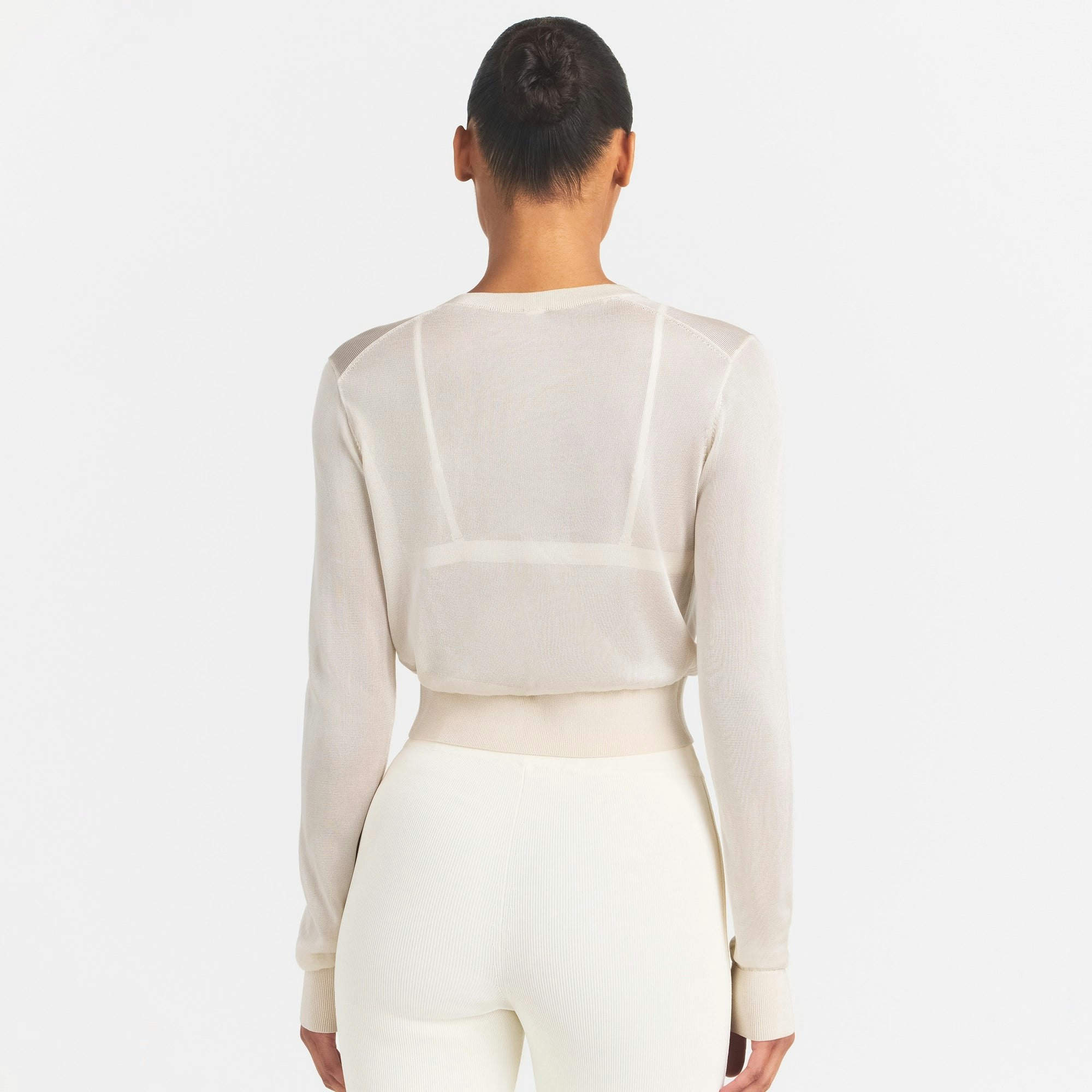 SLINKY KNIT CARDIGAN - BUFF - image 3