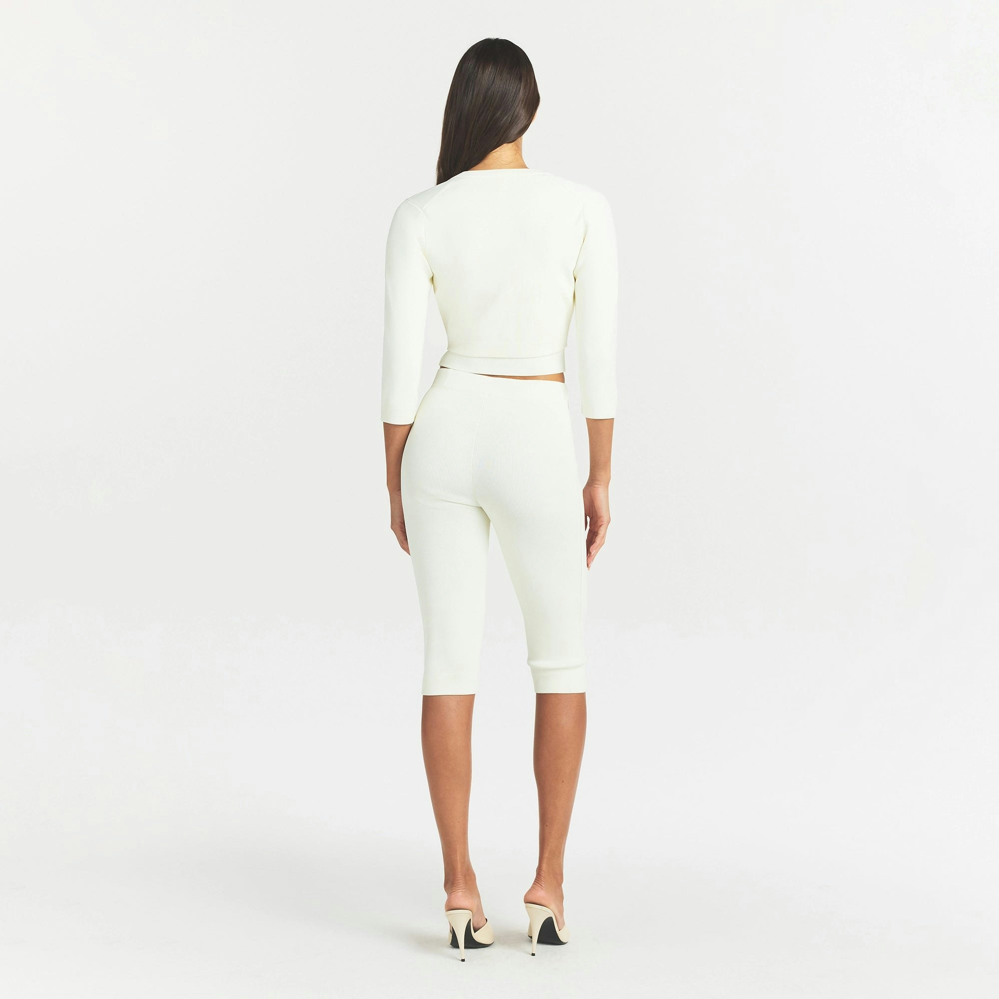 REFINED KNIT CROPPED CARDIGAN - EGRET - image 14