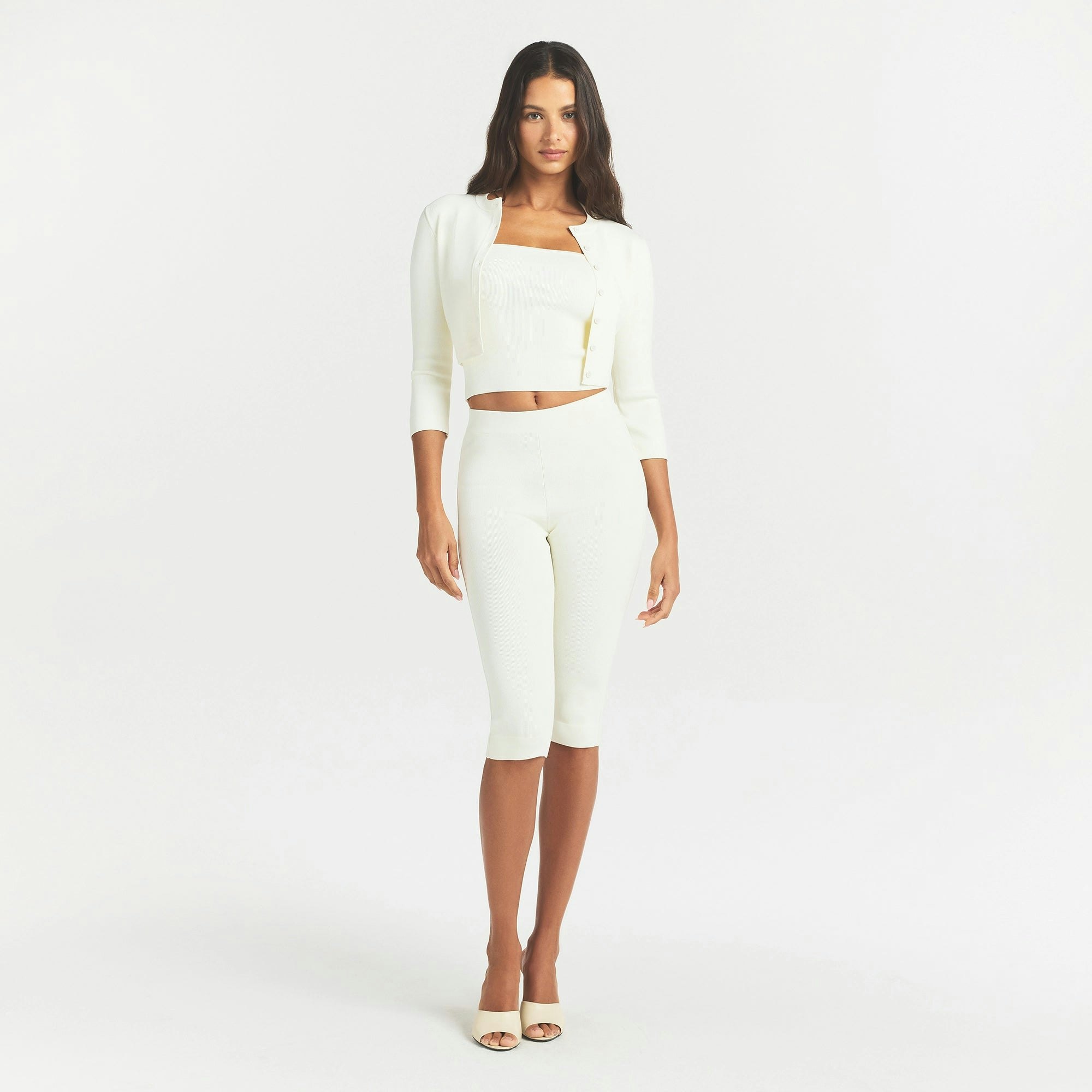 REFINED KNIT CROPPED CARDIGAN - EGRET - image 15