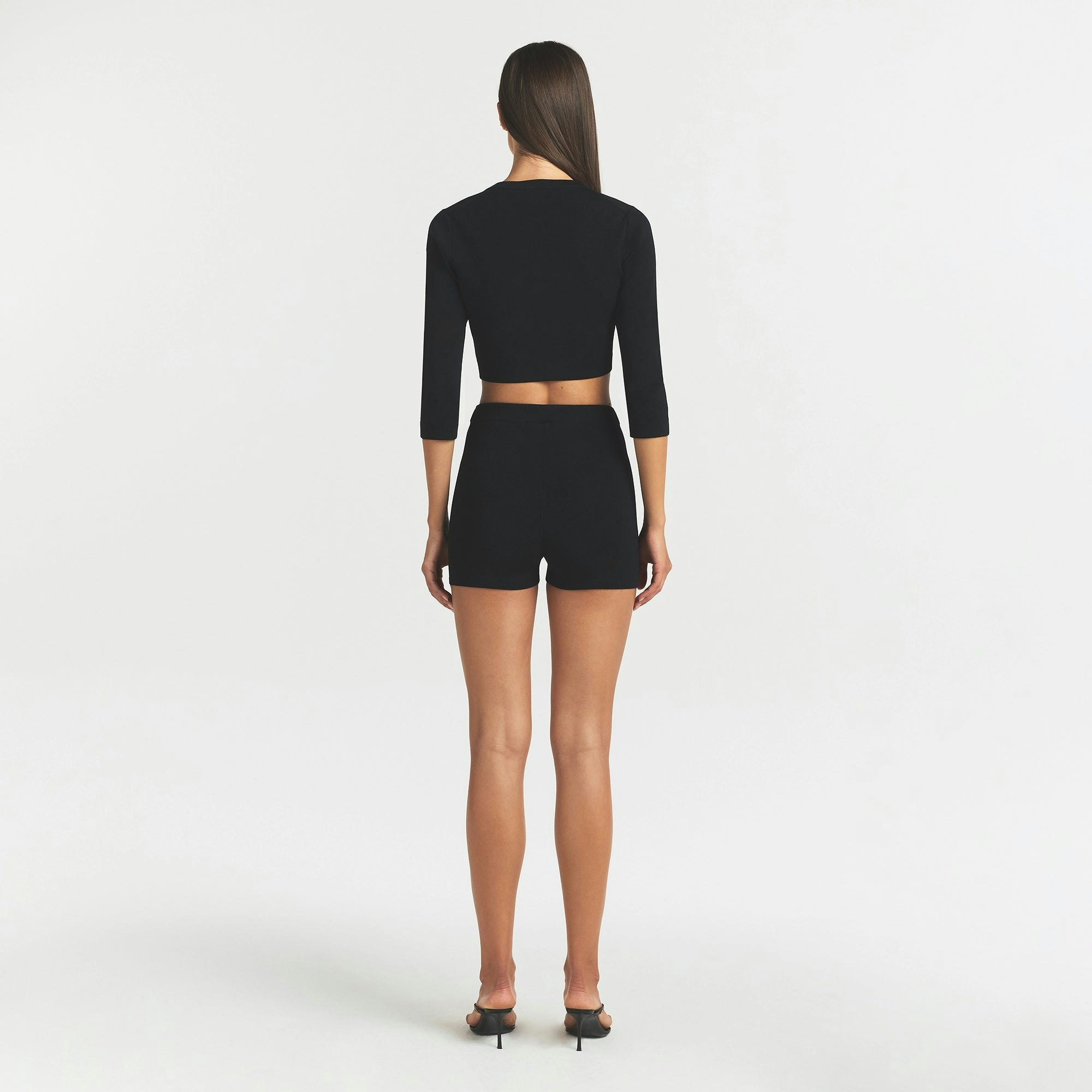 REFINED KNIT CROPPED CARDIGAN - OBSIDIAN - image 3