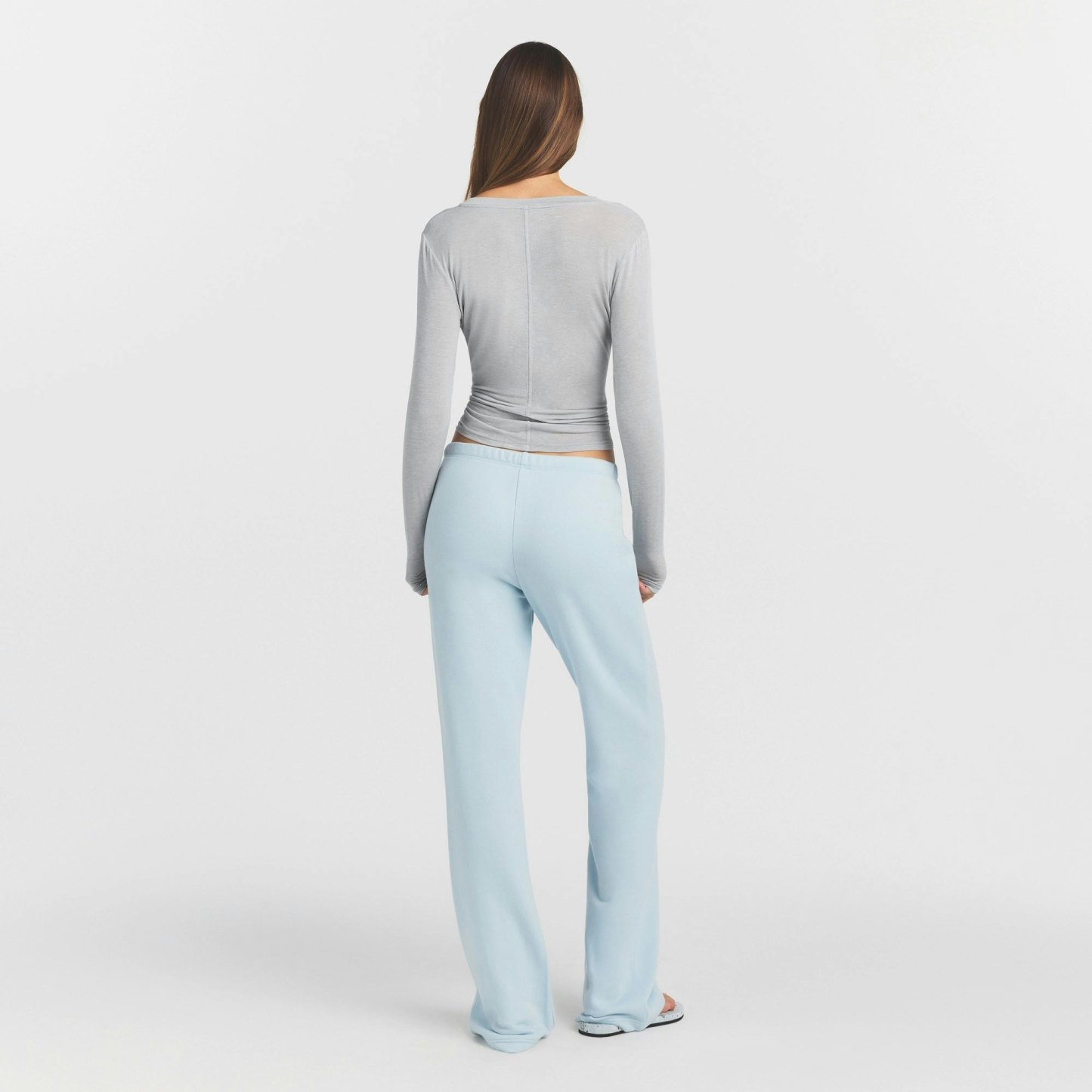 SHEER MODAL CREWNECK HENLEY - HEATHER GREY - image 3