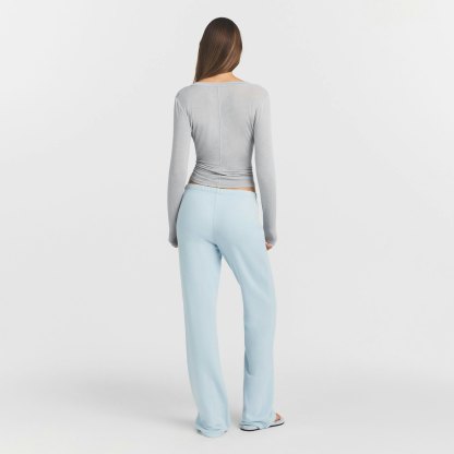 SHEER MODAL CREWNECK HENLEY - HEATHER GREY - image 3
