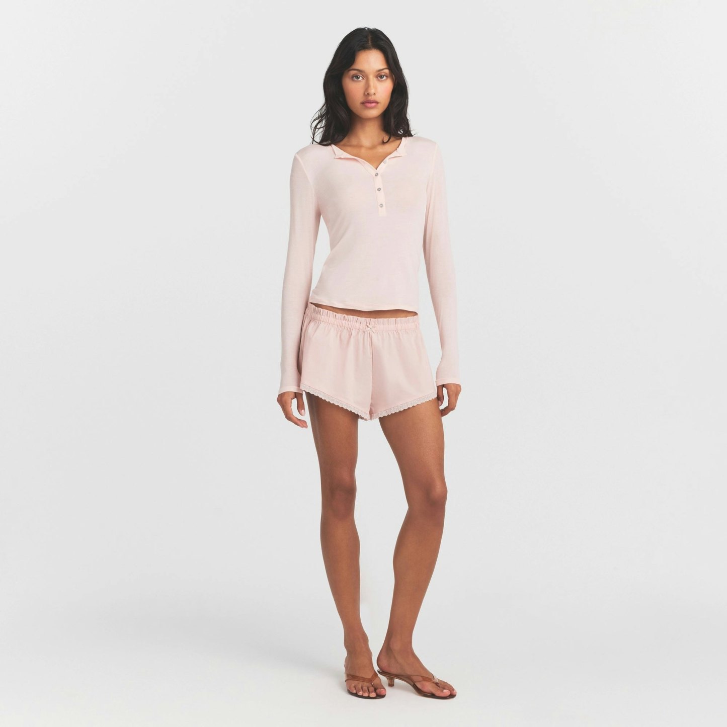 SHEER MODAL CREWNECK HENLEY - PRIMROSE - image 11