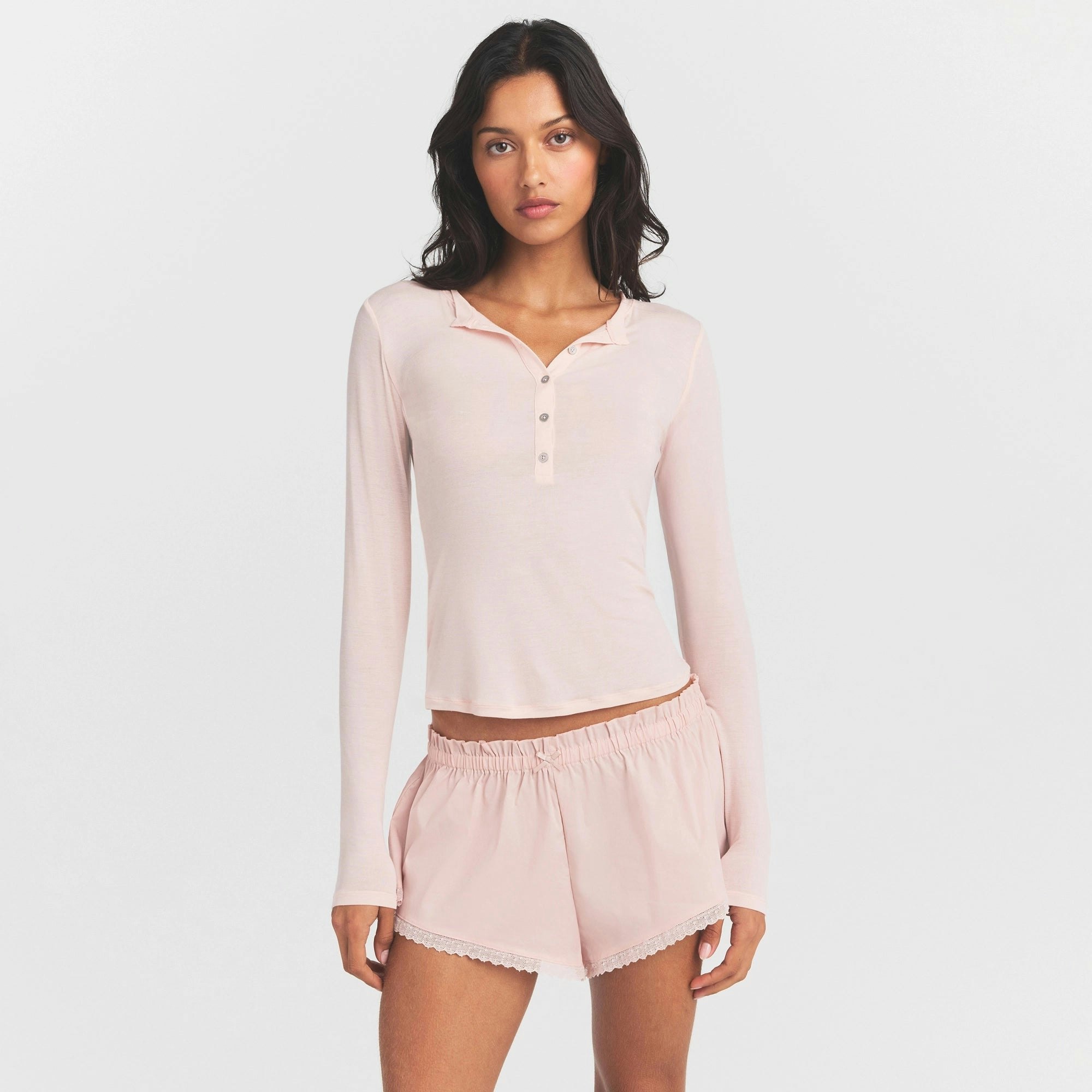 SHEER MODAL CREWNECK HENLEY - PRIMROSE - image 12