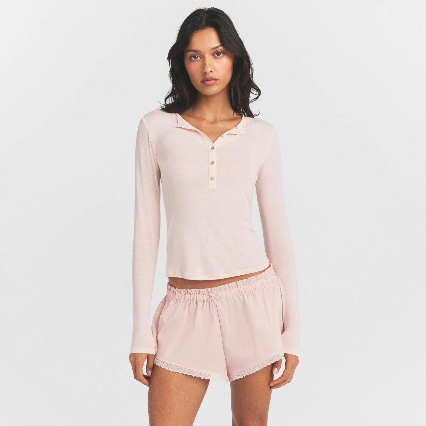 SHEER MODAL CREWNECK HENLEY - PRIMROSE - image 12
