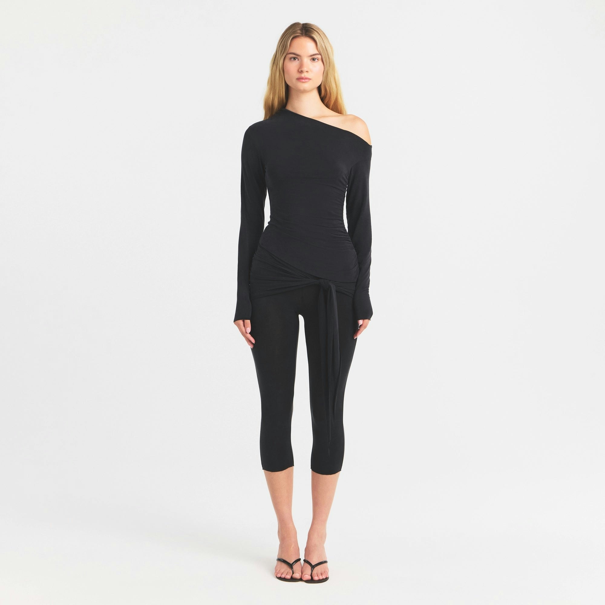 CUPRO JERSEY ASYMMETRICAL TOP - OBSIDIAN - image 14