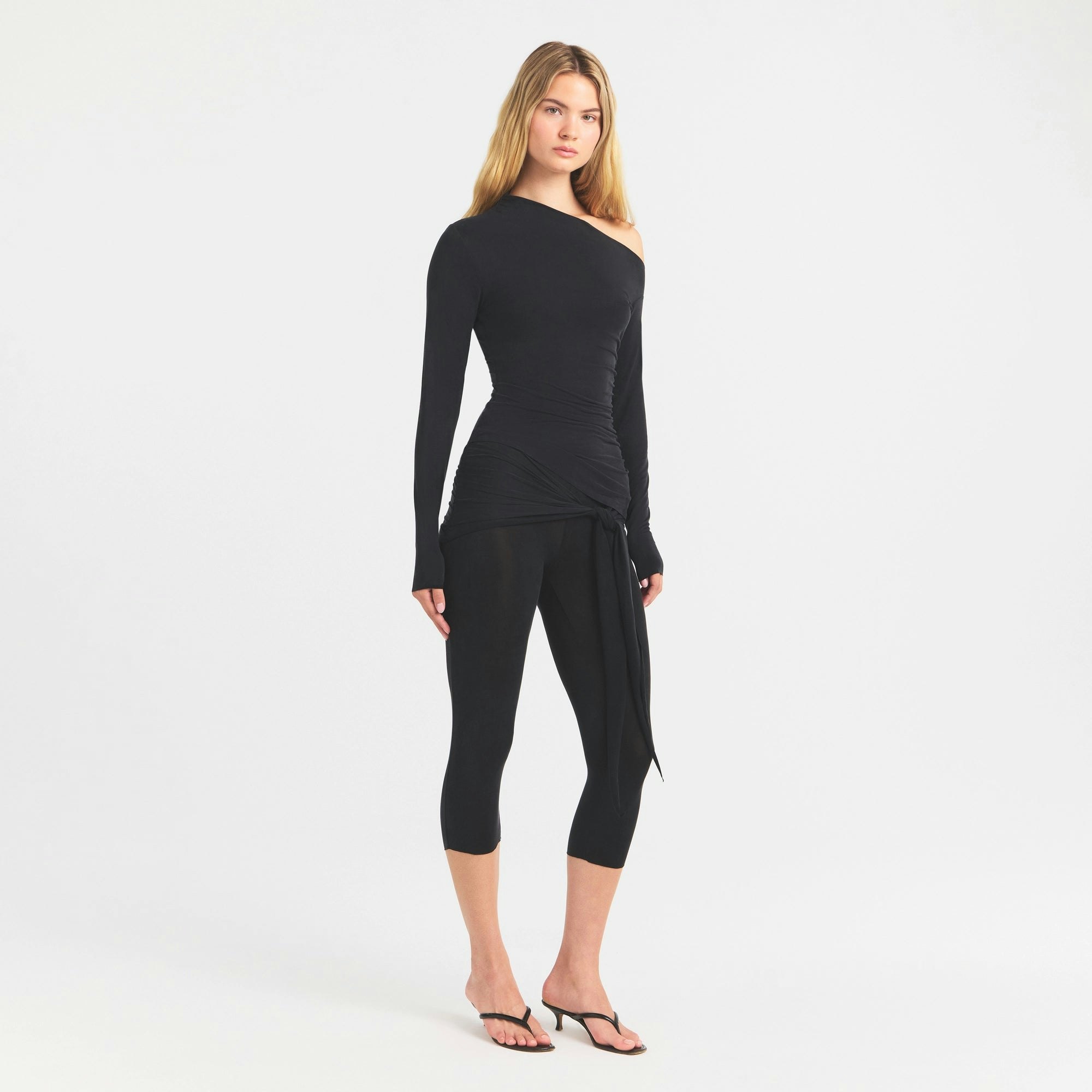 CUPRO JERSEY ASYMMETRICAL TOP - OBSIDIAN - image 17