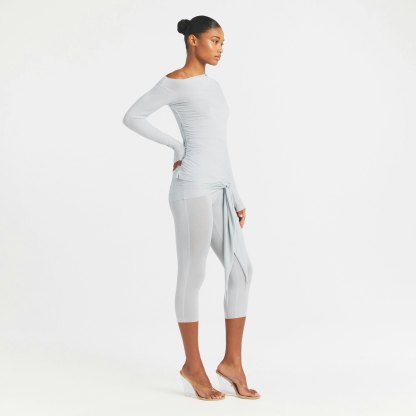 CUPRO JERSEY ASYMMETRICAL TOP - PEARL - image 3