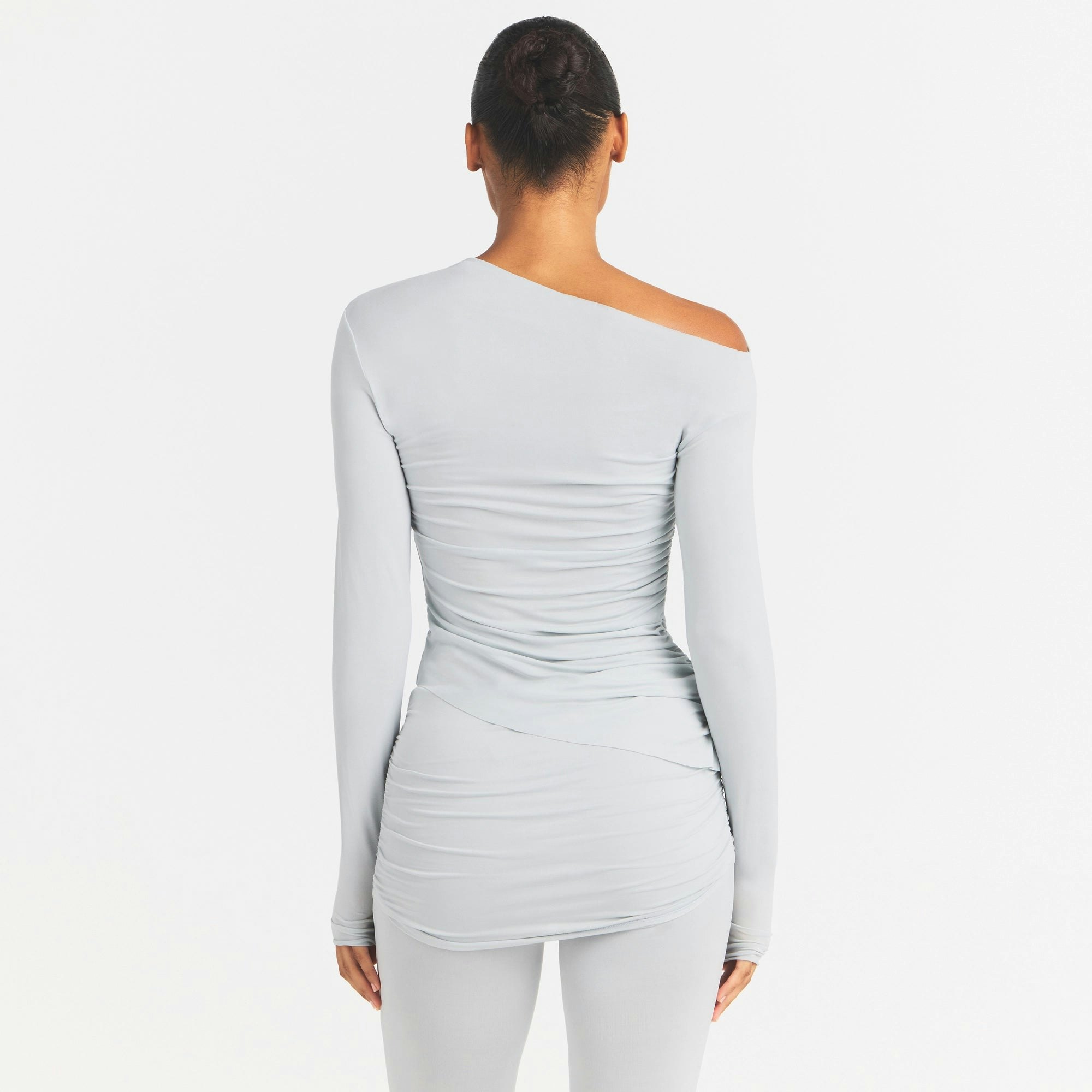 CUPRO JERSEY ASYMMETRICAL TOP - PEARL - image 4