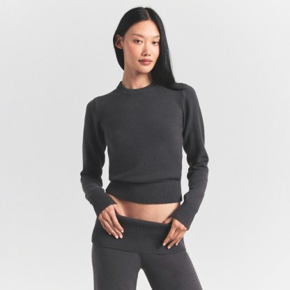 SWEATER KNITS RIBBED LONG SLEEVE FITTED CREW NECK - ASH - image 18