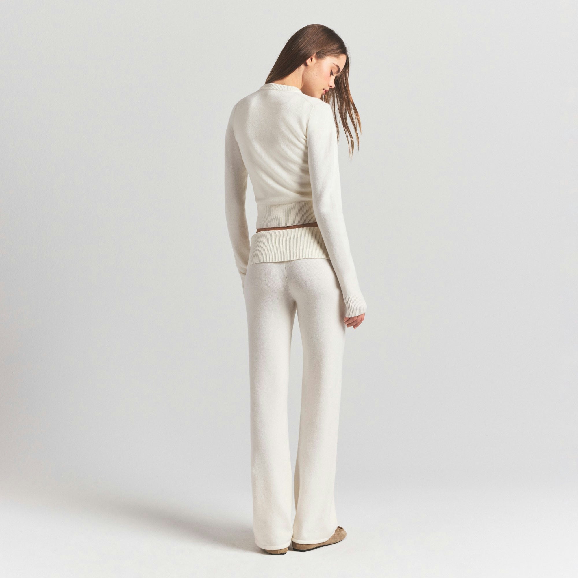 SWEATER KNITS RIBBED LONG SLEEVE FITTED CREW NECK - IVORY - image 9