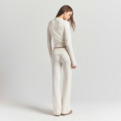 SWEATER KNITS RIBBED LONG SLEEVE FITTED CREW NECK - IVORY - image 9