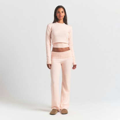 SWEATER KNITS RIBBED LONG SLEEVE FITTED CREW NECK - PRIMROSE