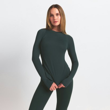 NikeSKIMS AIRY LONG SLEEVE CREW NECK TOP - DARK TEAL - image 15