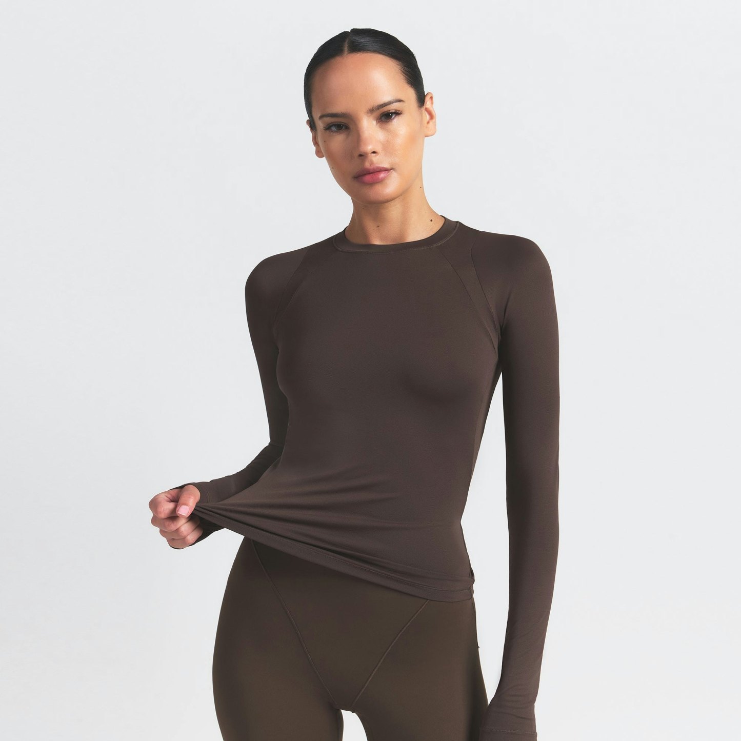 NikeSKIMS AIRY LONG SLEEVE CREW NECK TOP - DARK SEPIA - image 9