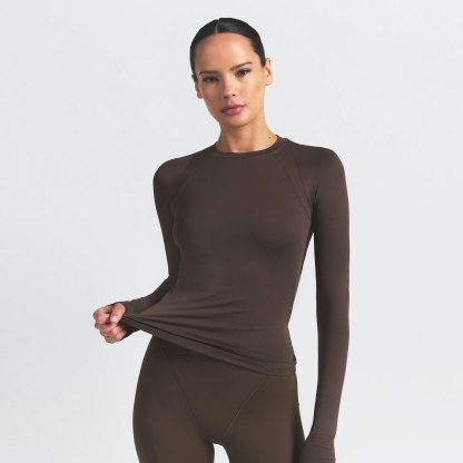NikeSKIMS AIRY LONG SLEEVE CREW NECK TOP - DARK SEPIA - image 9