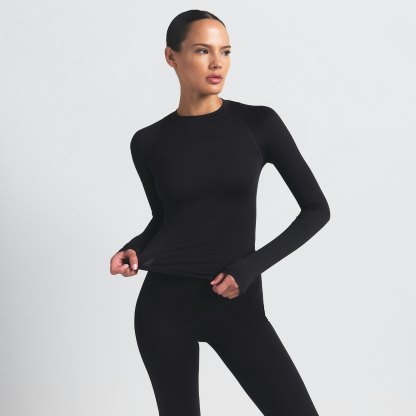 NikeSKIMS AIRY LONG SLEEVE CREW NECK TOP - OBSIDIAN - image 4