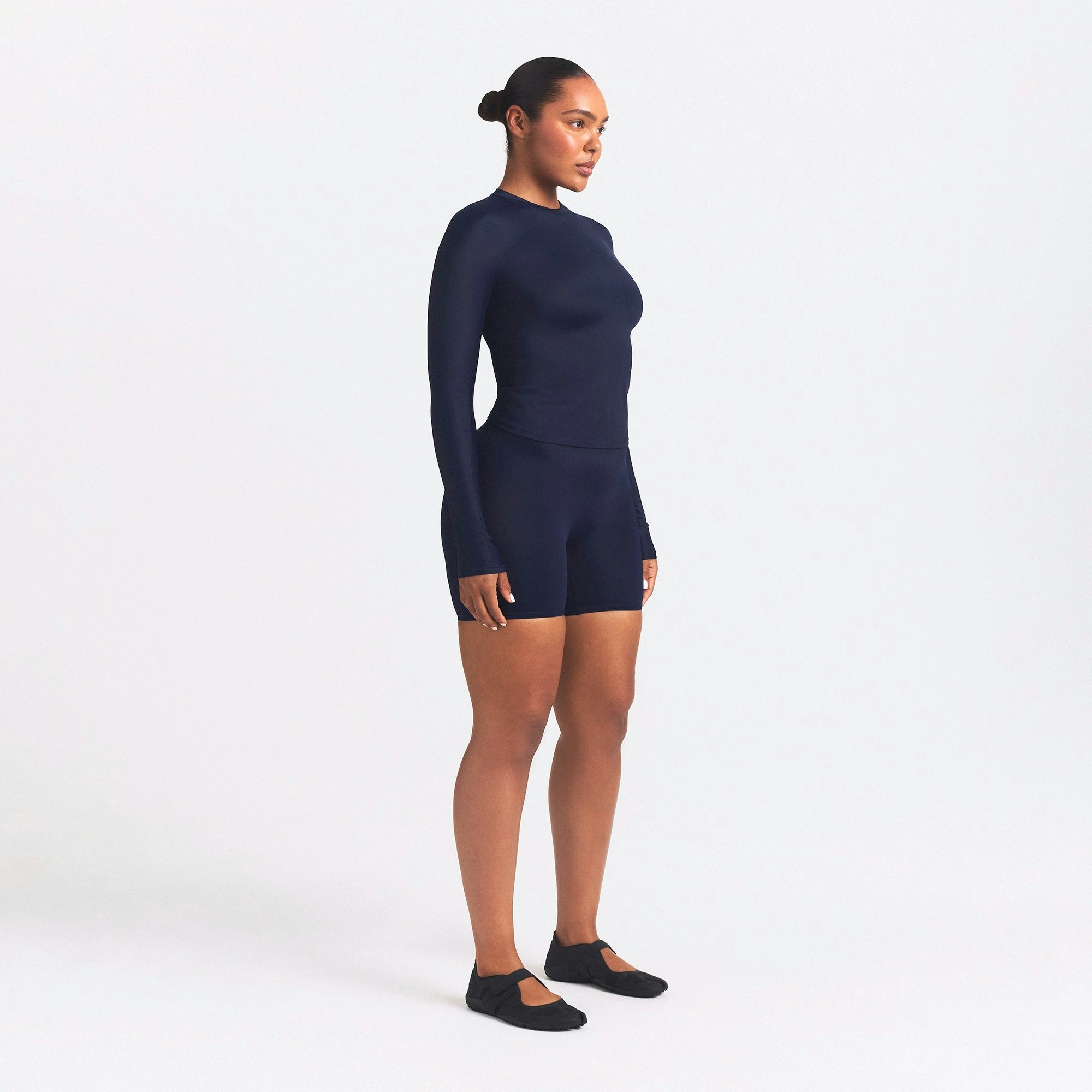 NikeSKIMS SHINE LONG SLEEVE CREW NECK TOP - NAVY - image 5