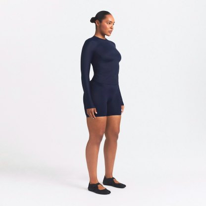 NikeSKIMS SHINE LONG SLEEVE CREW NECK TOP - NAVY - image 5