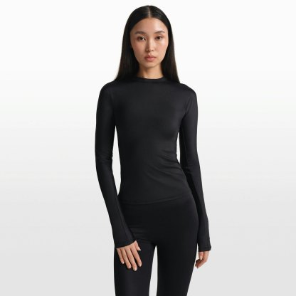 NikeSKIMS SHINE LONG SLEEVE CREW NECK TOP - OBSIDIAN - image 9