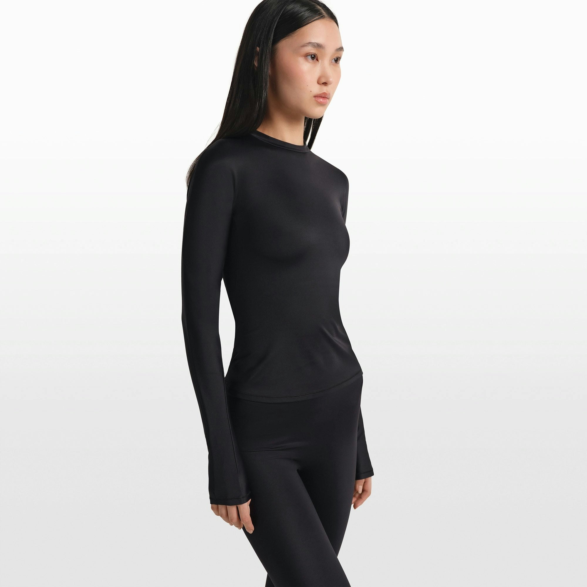 NikeSKIMS SHINE LONG SLEEVE CREW NECK TOP - OBSIDIAN - image 11