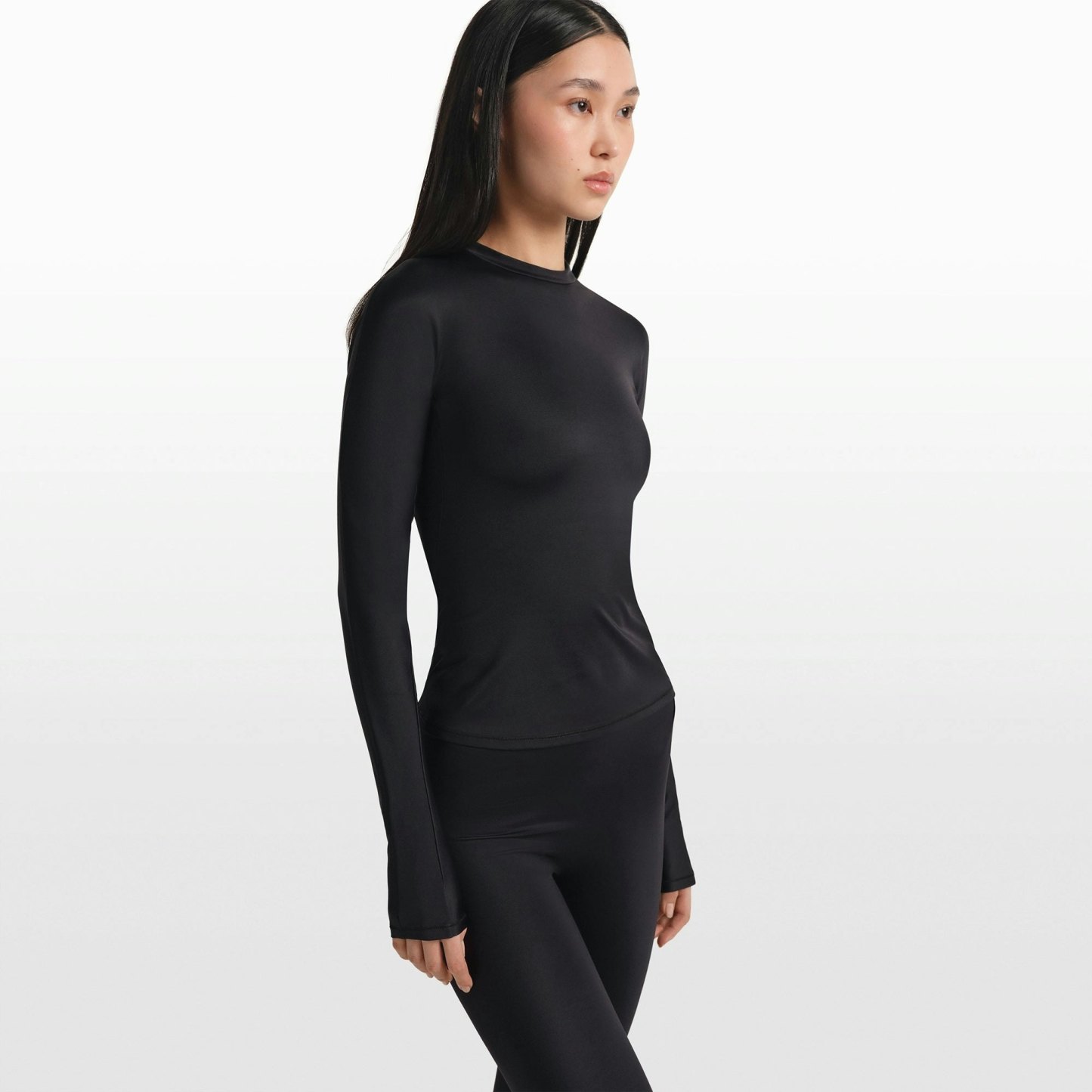 NikeSKIMS SHINE LONG SLEEVE CREW NECK TOP - OBSIDIAN - image 11