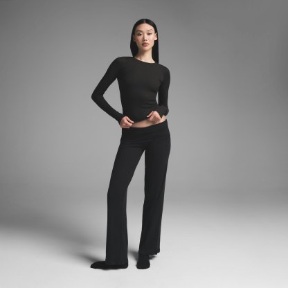 COTTON RIB LONG SLEEVE T-SHIRT - SOOT