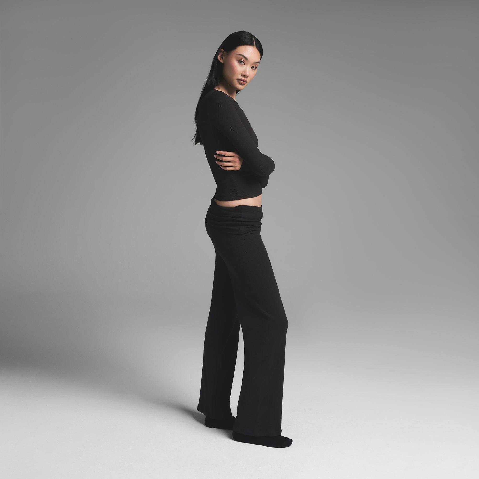 COTTON RIB LONG SLEEVE T-SHIRT - SOOT - image 3