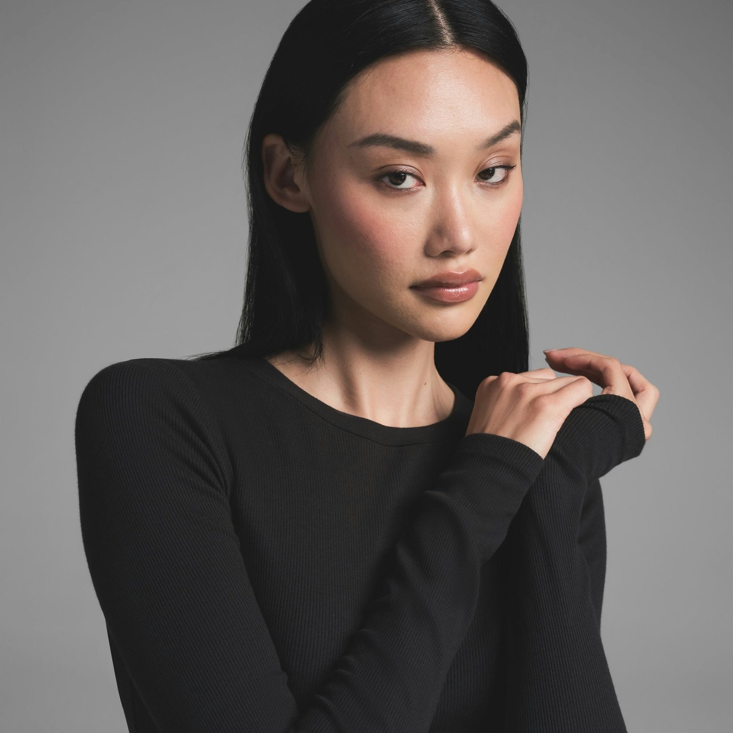 COTTON RIB LONG SLEEVE T-SHIRT - SOOT - image 2