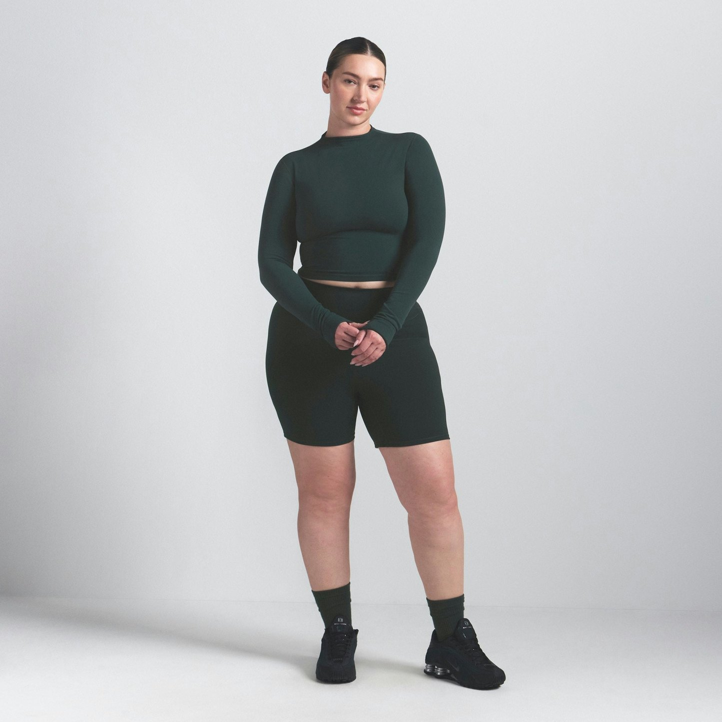NikeSKIMS VINTAGE SEAMLESS MOCK NECK CROP TOP - DARK TEAL - image 17