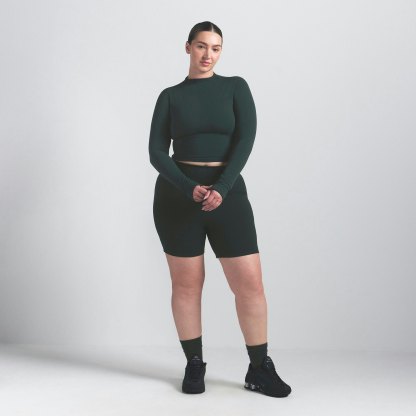 NikeSKIMS VINTAGE SEAMLESS MOCK NECK CROP TOP - DARK TEAL - image 17