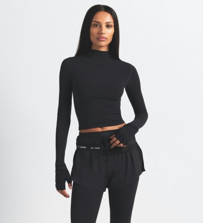NikeSKIMS VINTAGE SEAMLESS MOCK NECK CROP TOP - OBSIDIAN - image 28