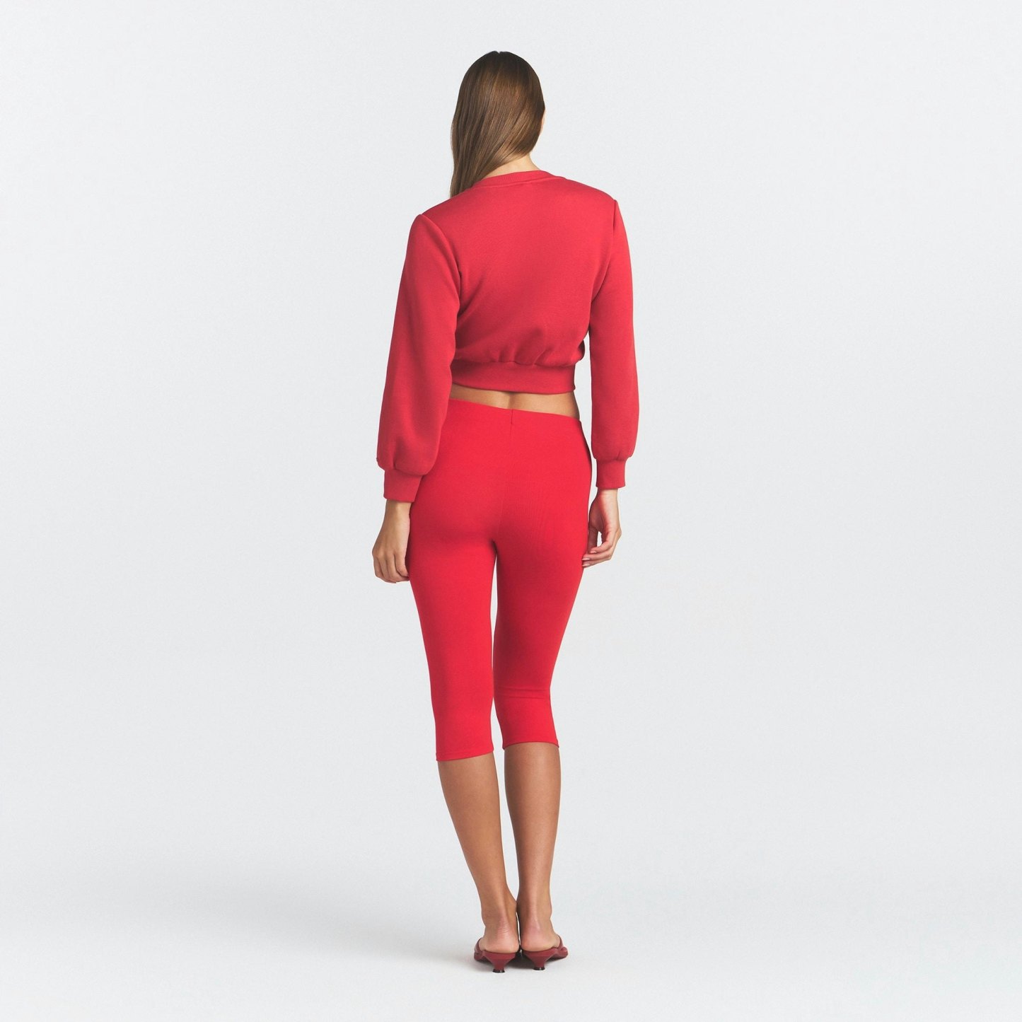 COTTON FLEECE SHRUNKEN CARDIGAN - WASHED RED - image 4