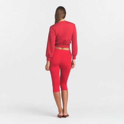 COTTON FLEECE SHRUNKEN CARDIGAN - WASHED RED - image 4