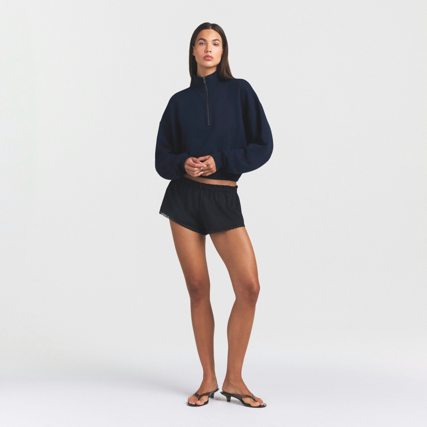 DRAPEY FRENCH TERRY HALF ZIP - NAVY - image 11