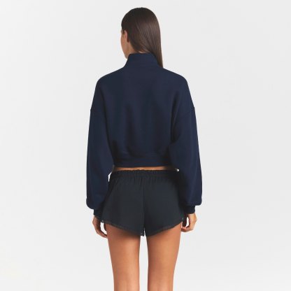 DRAPEY FRENCH TERRY HALF ZIP - NAVY - image 13