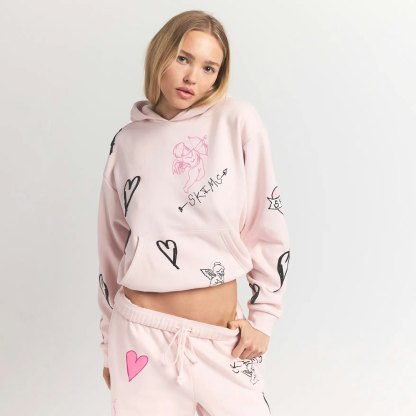 COTTON FLEECE CLASSIC HOODIE - BARELY PINK ANGEL SKETCH - image 32