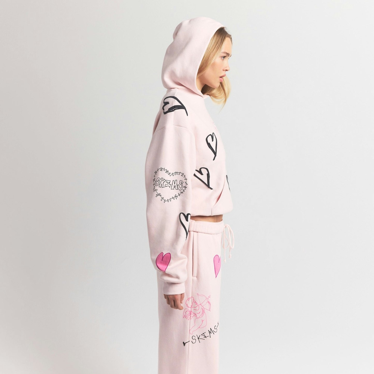 COTTON FLEECE CLASSIC HOODIE - BARELY PINK ANGEL SKETCH - image 33