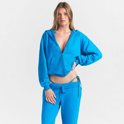 FRENCH TERRY ZIP UP HOODIE - CERULEAN - image 2
