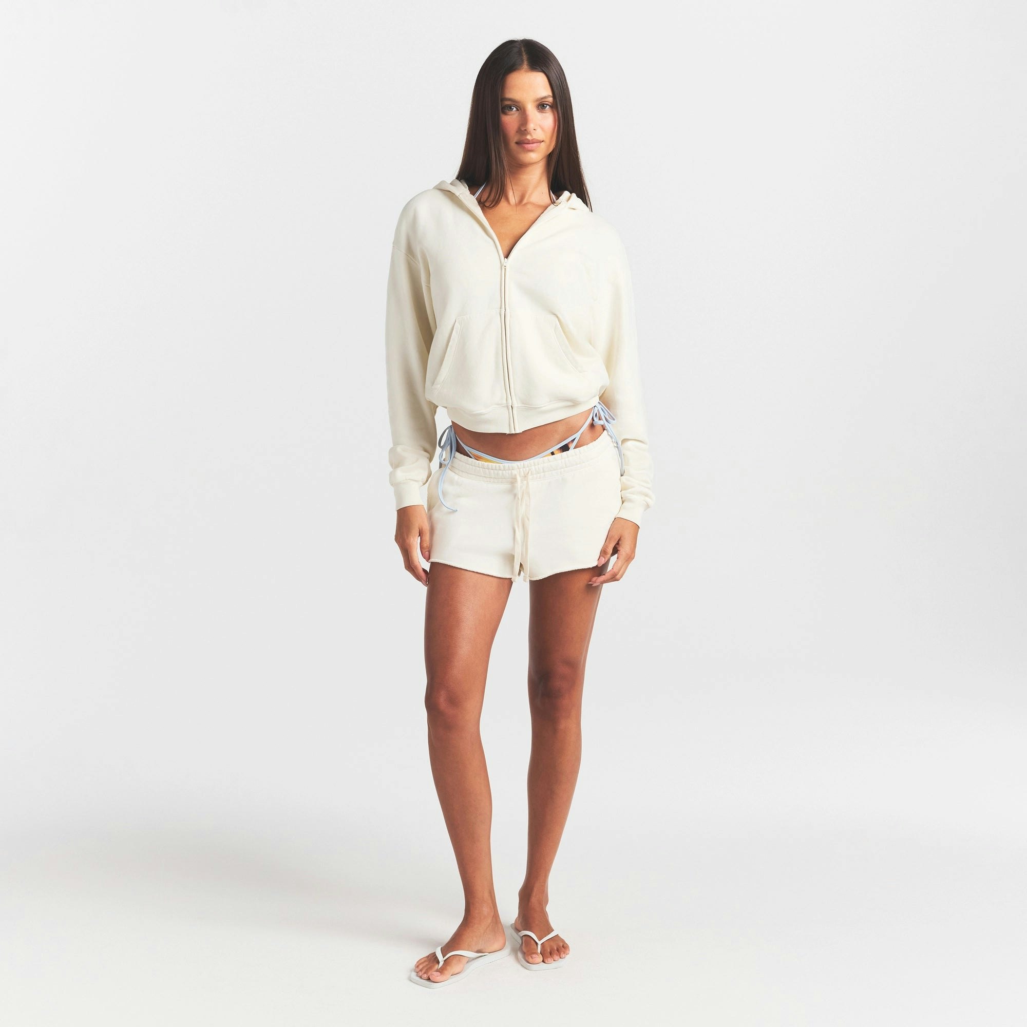 FRENCH TERRY ZIP UP HOODIE - ECRU - image 7