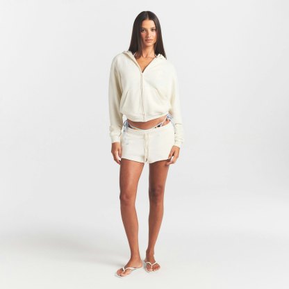 FRENCH TERRY ZIP UP HOODIE - ECRU - image 7