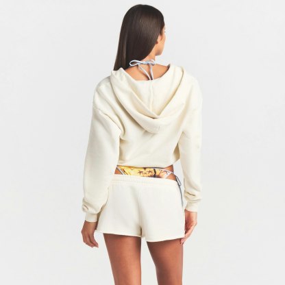 FRENCH TERRY ZIP UP HOODIE - ECRU - image 9