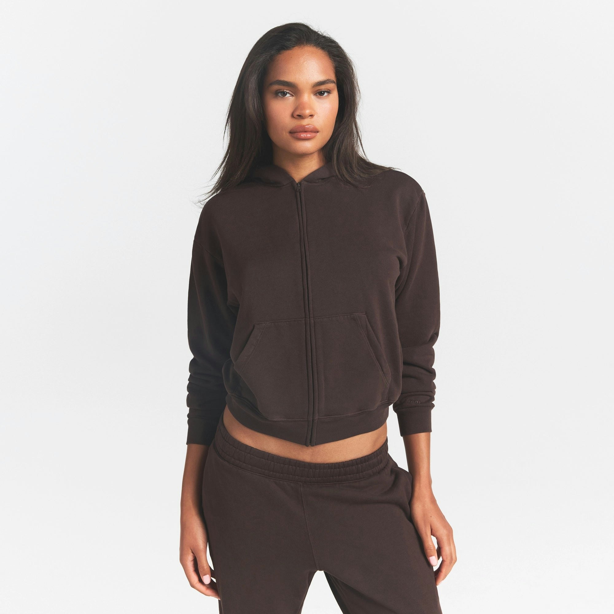 FRENCH TERRY ZIP UP HOODIE - ESPRESSO - image 13