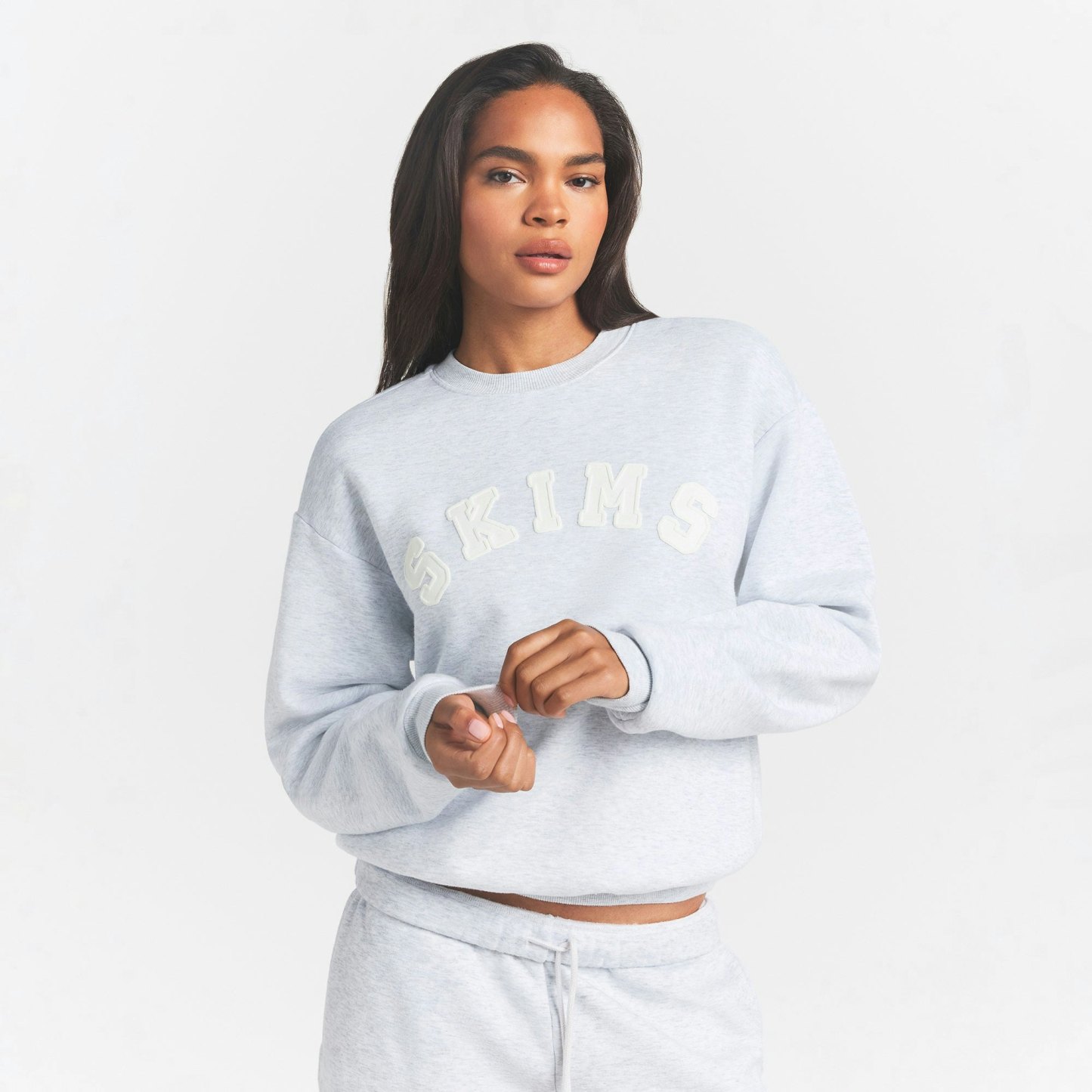 COTTON FLEECE LOGO CLASSIC CREWNECK - SNOW ARCHED LOGO PATCH - image 3