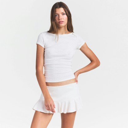 HEAVY POINTELLE BOATNECK TEE - MARBLE - image 2