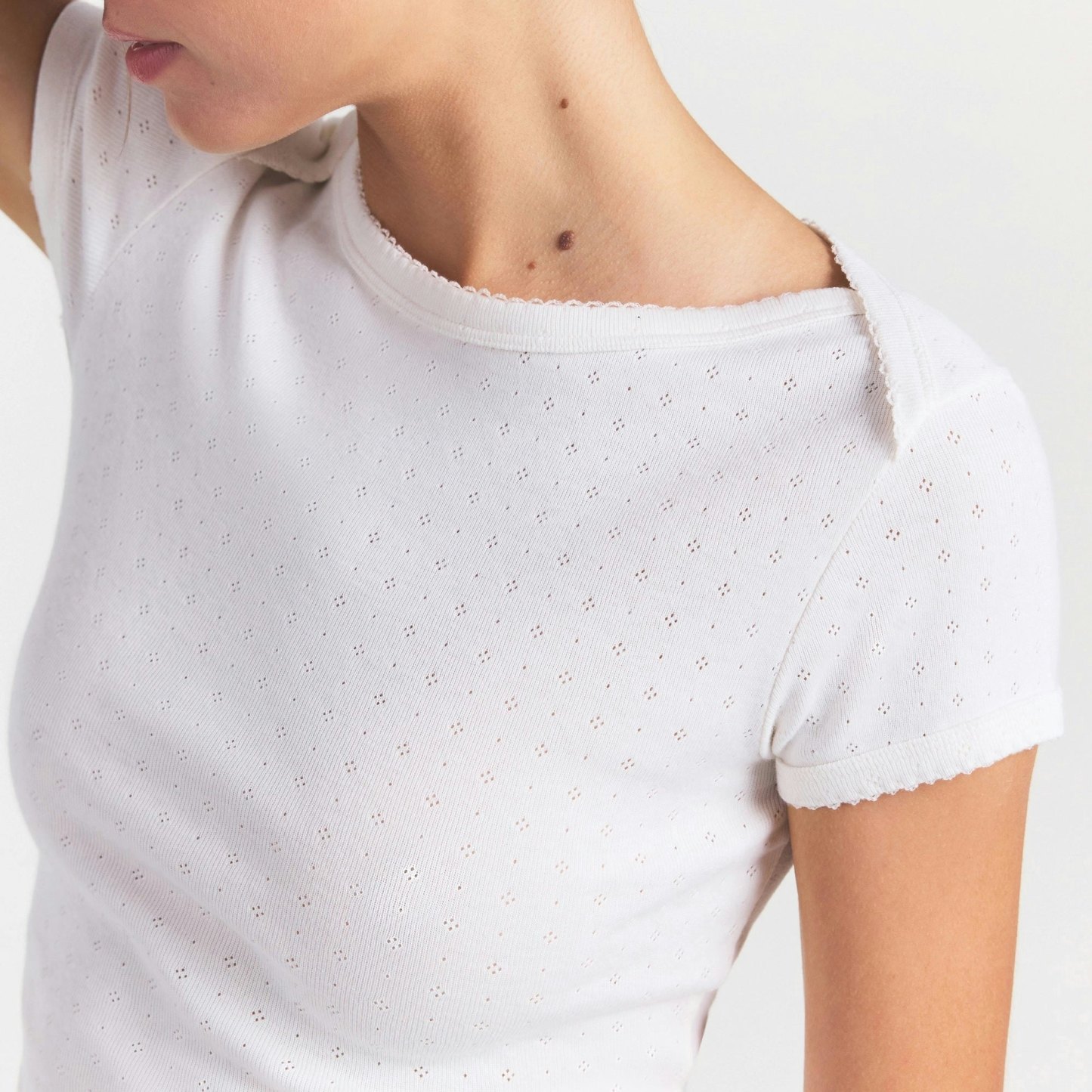 HEAVY POINTELLE BOATNECK TEE - MARBLE - image 3
