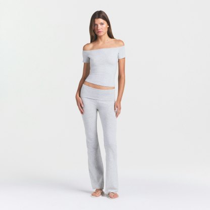 COTTON JERSEY OFF THE SHOULDER TOP - LIGHT HEATHER GREY - image 11