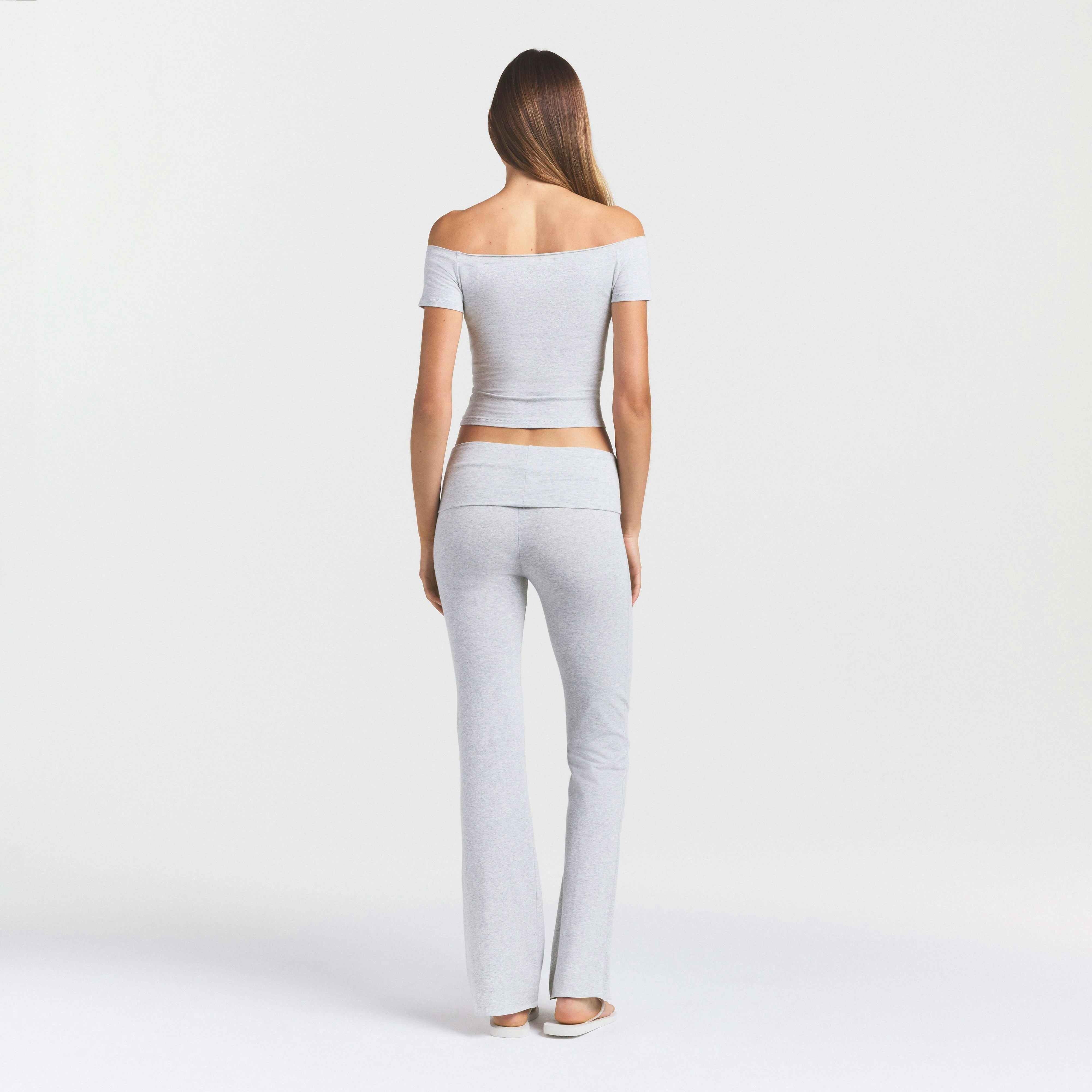 COTTON JERSEY OFF THE SHOULDER TOP - LIGHT HEATHER GREY - image 13