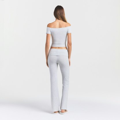 COTTON JERSEY OFF THE SHOULDER TOP - LIGHT HEATHER GREY - image 13
